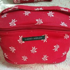 Laura Ashley Red Makeup Travel Bag/Tote